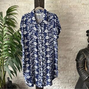 NATURAL LIFE Blue Floral 100% Cotton Lightweight Dress Size M